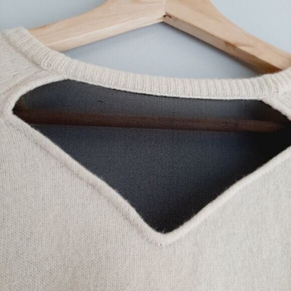 AMERICAN RETRO 100% Wool Button Down Cardigan w/ Black Mesh Sz M Flawed - Picture 10 of 14